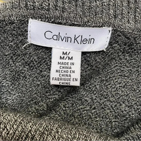 Calvin Klein Black Gray Colorblock Turtleneck Sweater Medium Asymmetrical Hem - Picture 14 of 14